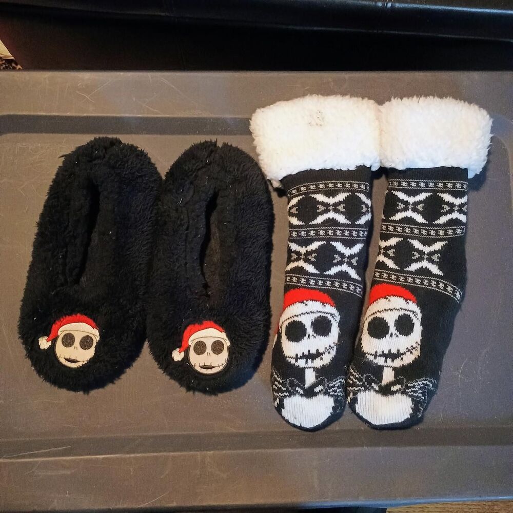 Disney Women's Nightmare Before Christmas Slippers and Cabin Socks Used